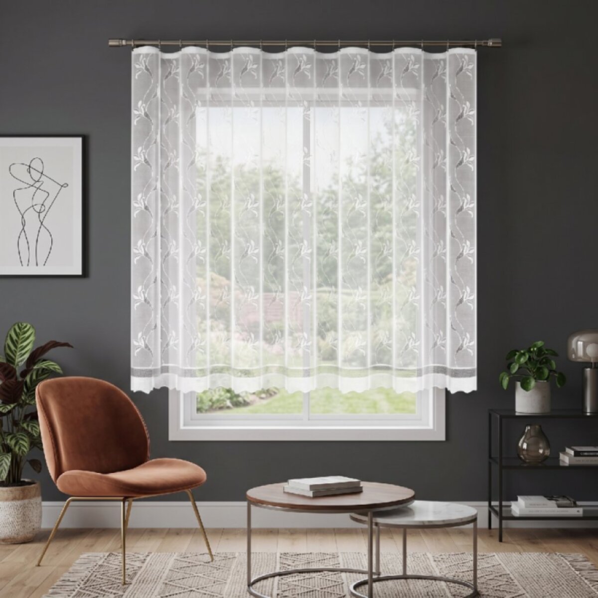 Dekorační žakárová záclona s řasící páskou TAMARA 150 bílá 300x150 cm MyBestHome