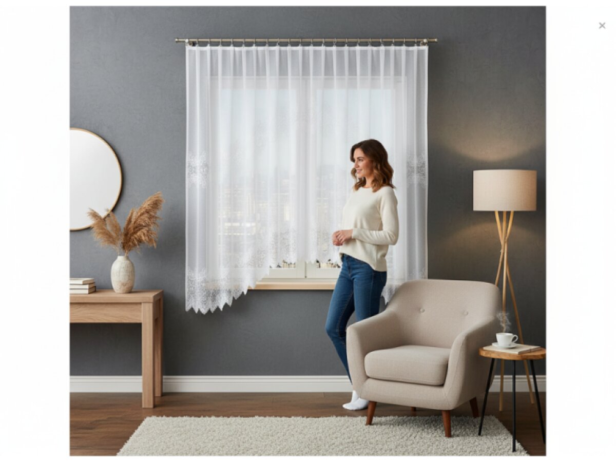 Dekorační oblouková dlouhá záclona na žabky VIOLETTA 180 bílá 300x180 cm MyBestHome