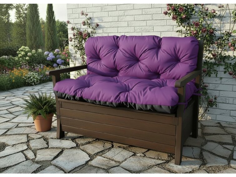 Prošívané sezení JONAS color 29 FIALOVÁ různé rozměry, polstr na zahradní lavici - sedák s opěrkou, Mybesthome
