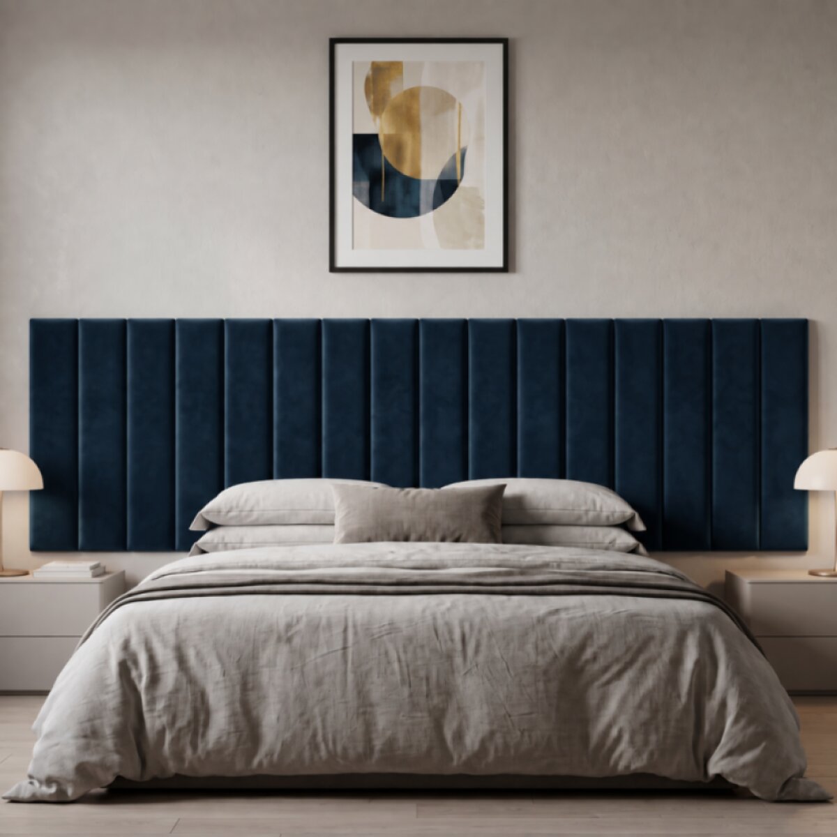 Čalouněný nástěnný panel různé rozměry x šířka 20 cm tmavě modrá obdélník MyBestHome