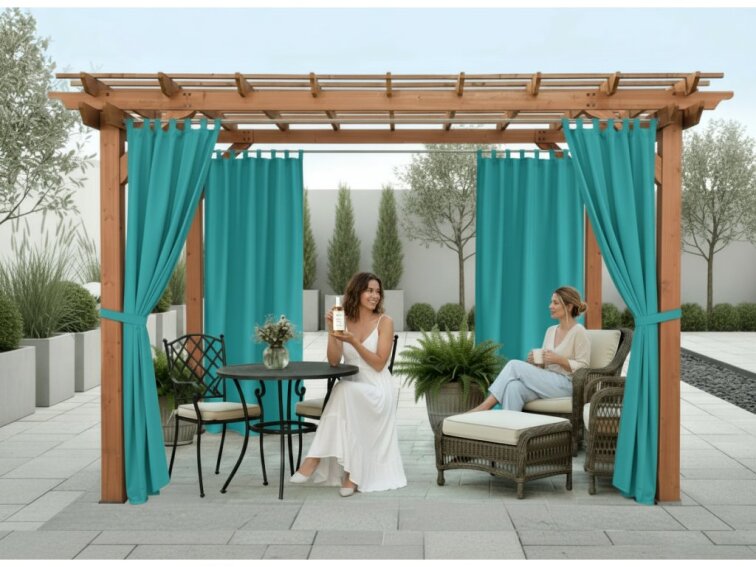 Venkovní zahradní závěs s poutky SANTIAGO color 51 tyrkysová, různé rozměry MyBestHome