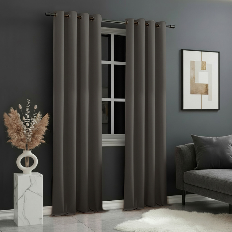 Dekorační dlouhý jednobarevný závěs s kroužky EASY TOP grafitová 1x140x250 cm (cena za 1 kus) MyBestHome