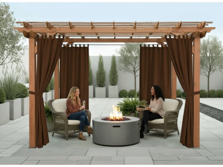 Venkovní zahradní závěs s poutky SANTIAGO color 22 hnědá, různé rozměry MyBestHome