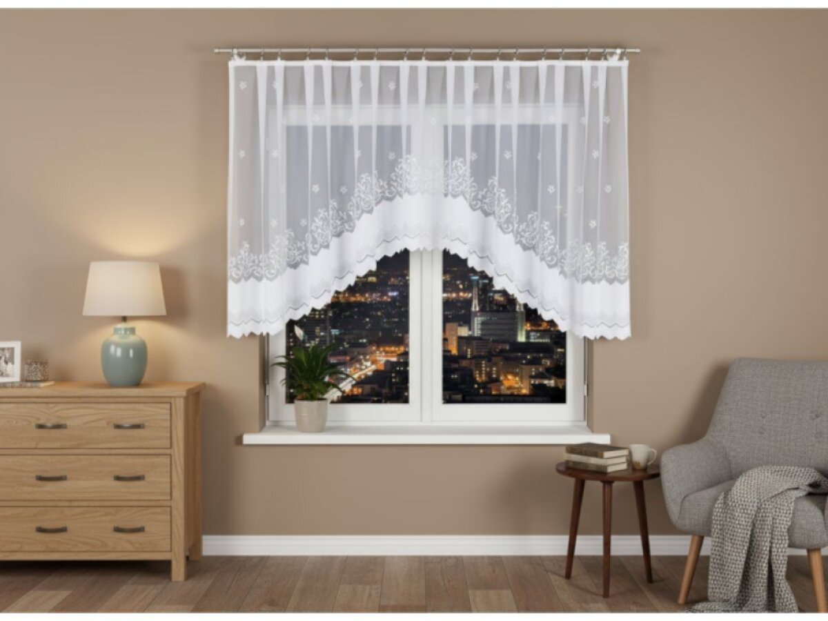 Dekorační krátká vzorovaná záclona na žabky GENOWEFA 300x120 cm MyBestHome