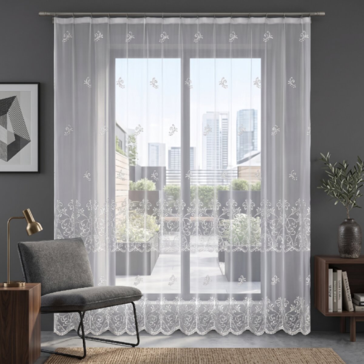 Dekorační žakárová záclona s řasící páskou YURIKO 250 bílá 200x250 cm MyBestHome