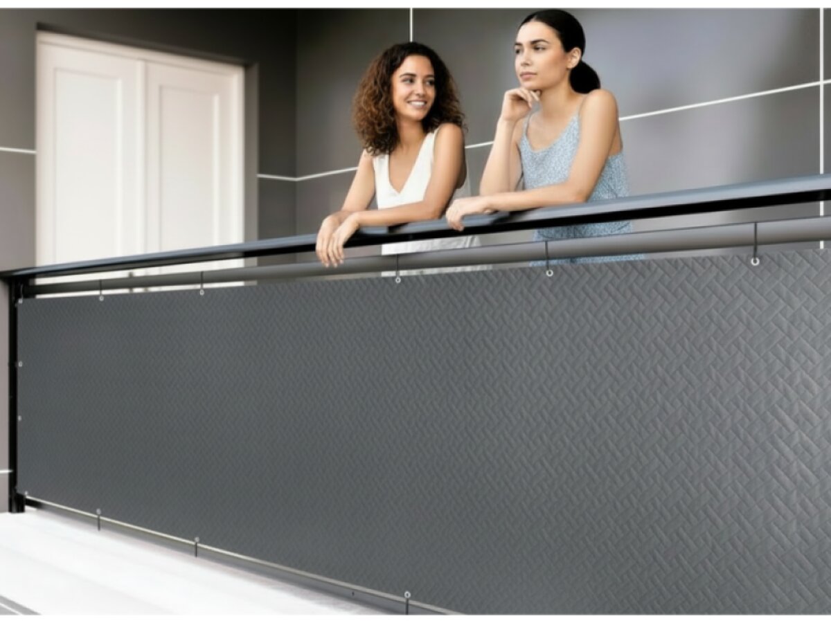 Balkonová zástěna PREMIUM výška 90 cm, šířka různé rozměry ratanový vzor grafitová, 240g/m2 MyBestHome