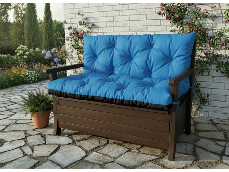 Prošívané sezení JONAS color 39 MODRÁ různé rozměry, polstr na zahradní lavici - sedák s opěrkou, Mybesthome