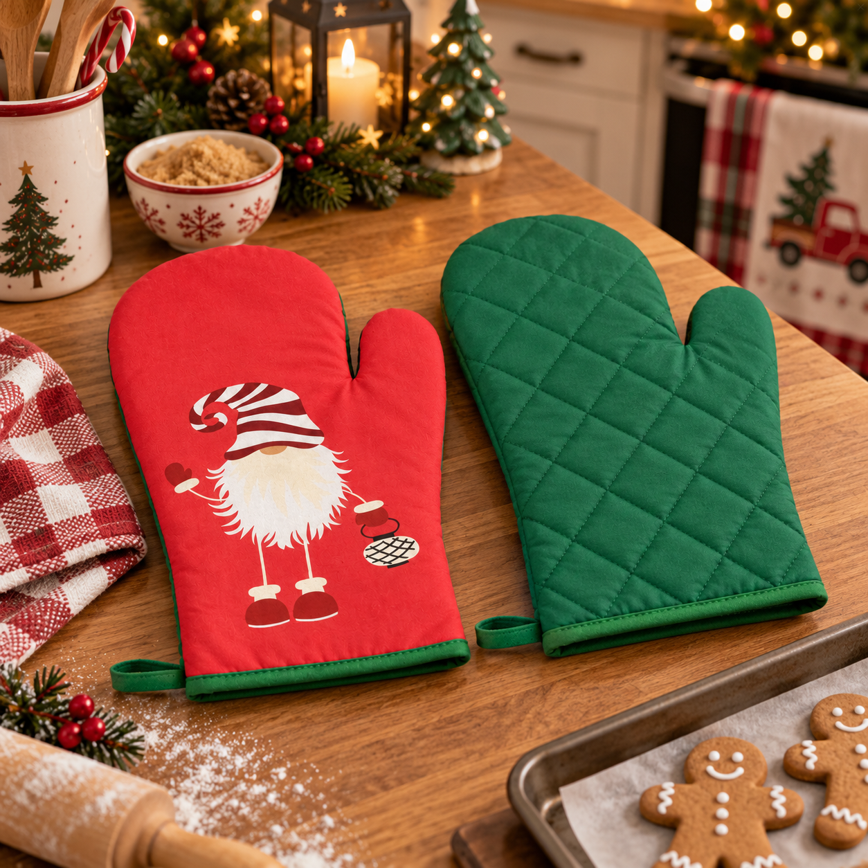 Vánoční kuchyňské rukavice FESTIVE XMAS GNOM 18x30 cm – 2 ks