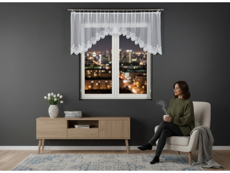 Dekorační oblouková krátká záclona na žabky ZANETA 80 bílá 300x80 cm MyBestHome