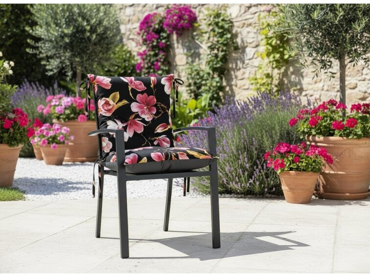 Zahradní prošívaný podsedák na židli s opěrkou OSCAR vzor 65 50x50x50 cm Mybesthome