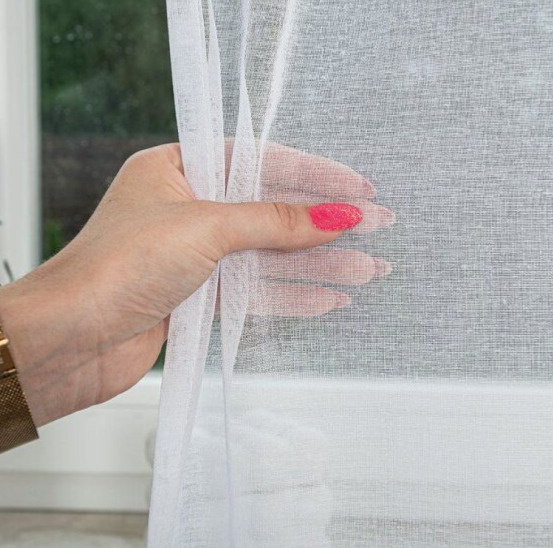 Dekorační dlouhá záclona režného vzhledu s řasící páskou ETHELYN bílá 140x230 cm (cena za 1 kus) MyBestHome