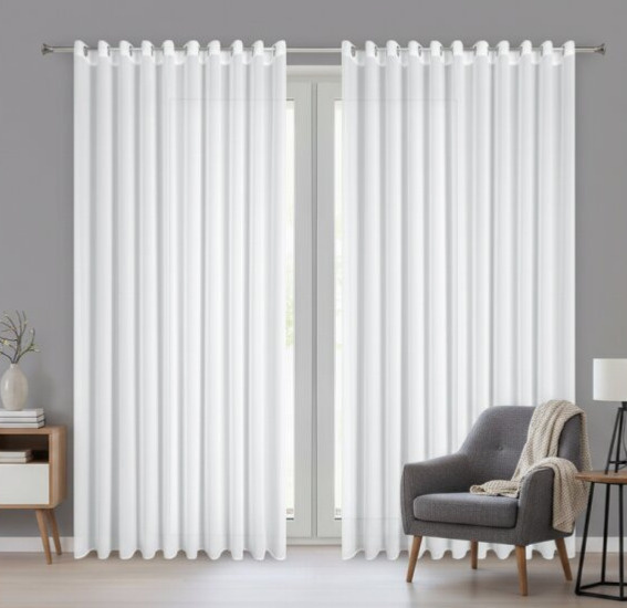 Dekorační dlouhá matná šifonová záclona s kroužky DERBY 300x250 cm bílá (cena za 1 kus) MyBestHome