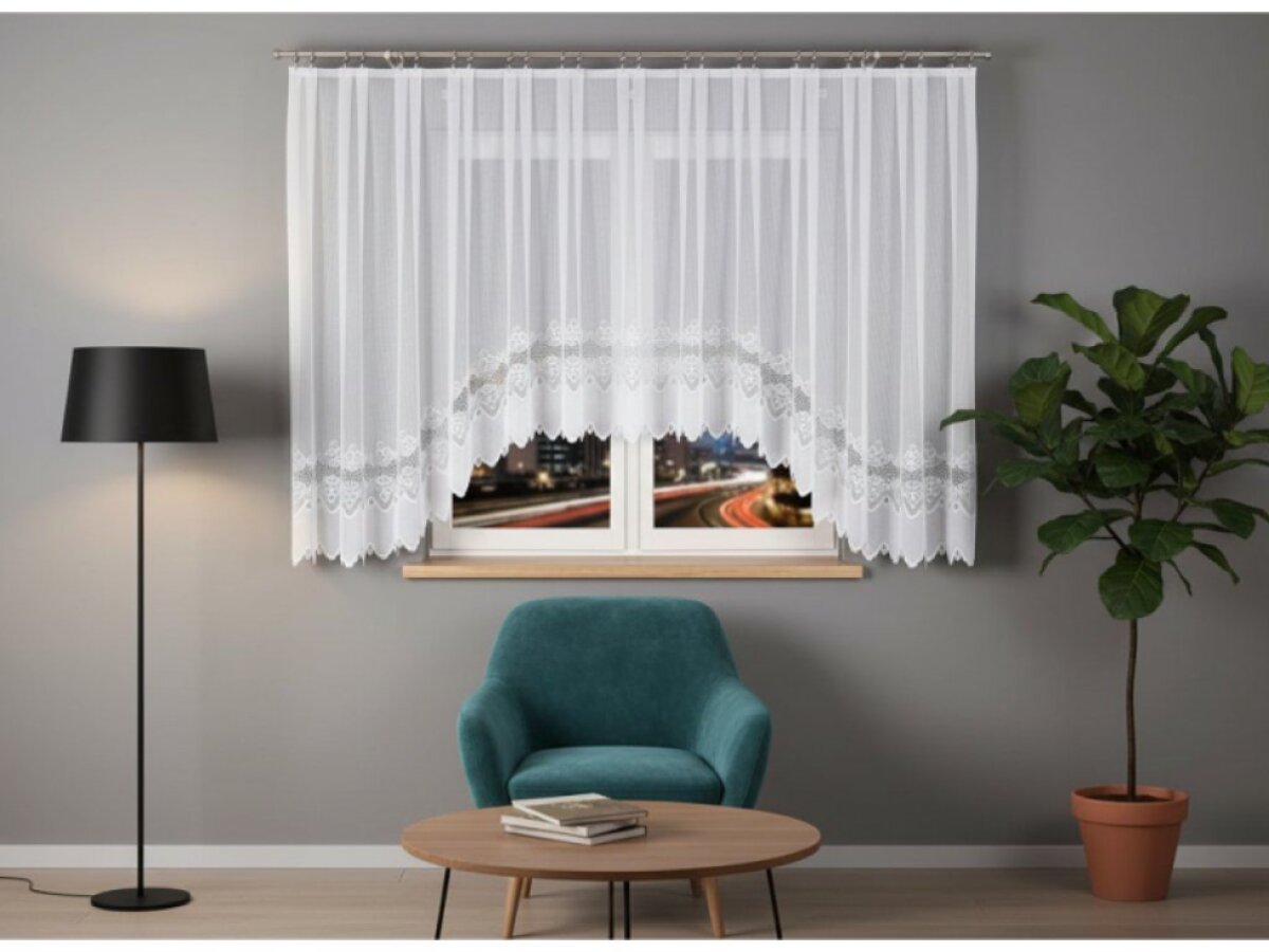 Dekorační krátká vzorovaná záclona na žabky MODESTA 160 bílá 500x160 cm MyBestHome