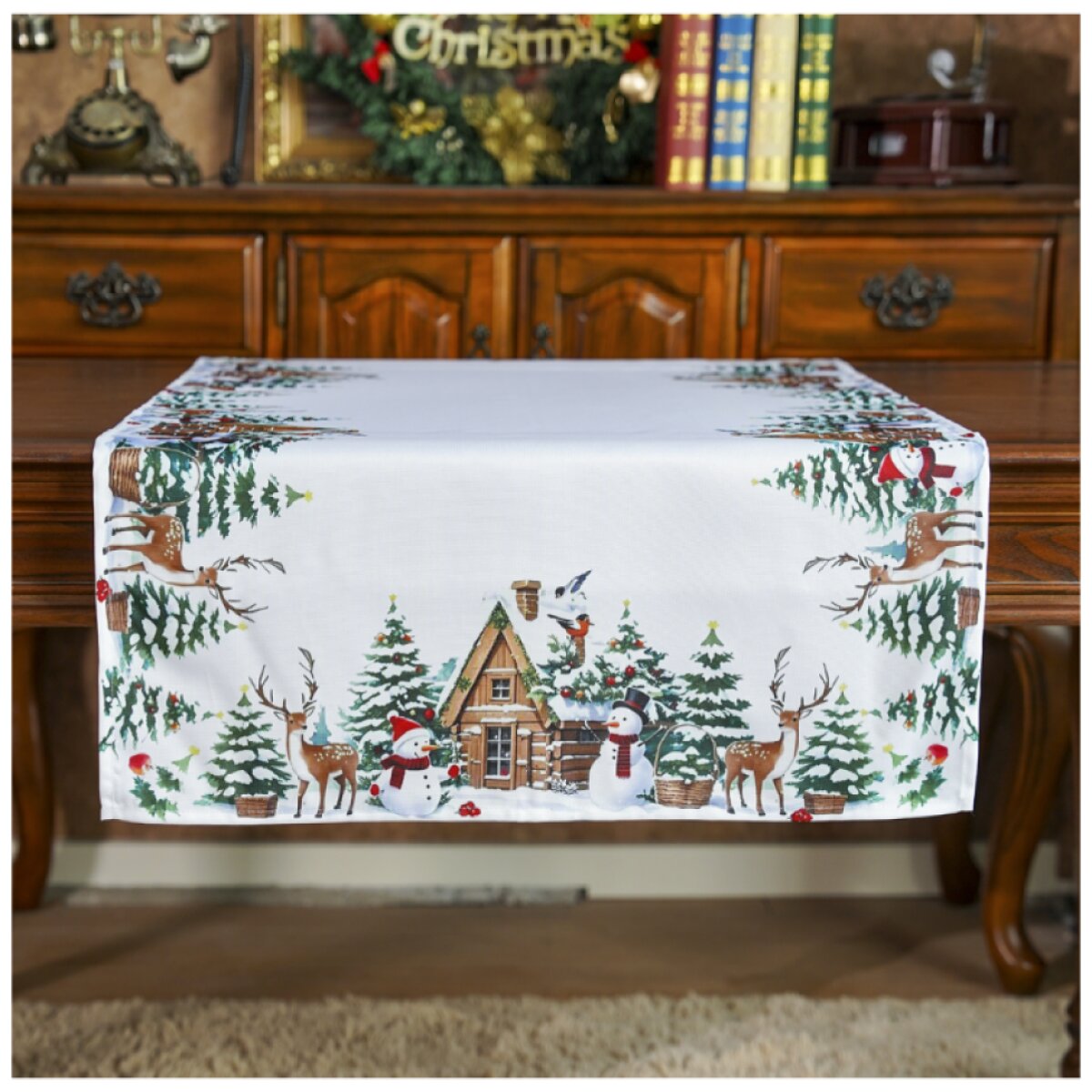 Vánoční běhoun na stůl CHRISTMAS WOOD 60x120 cm