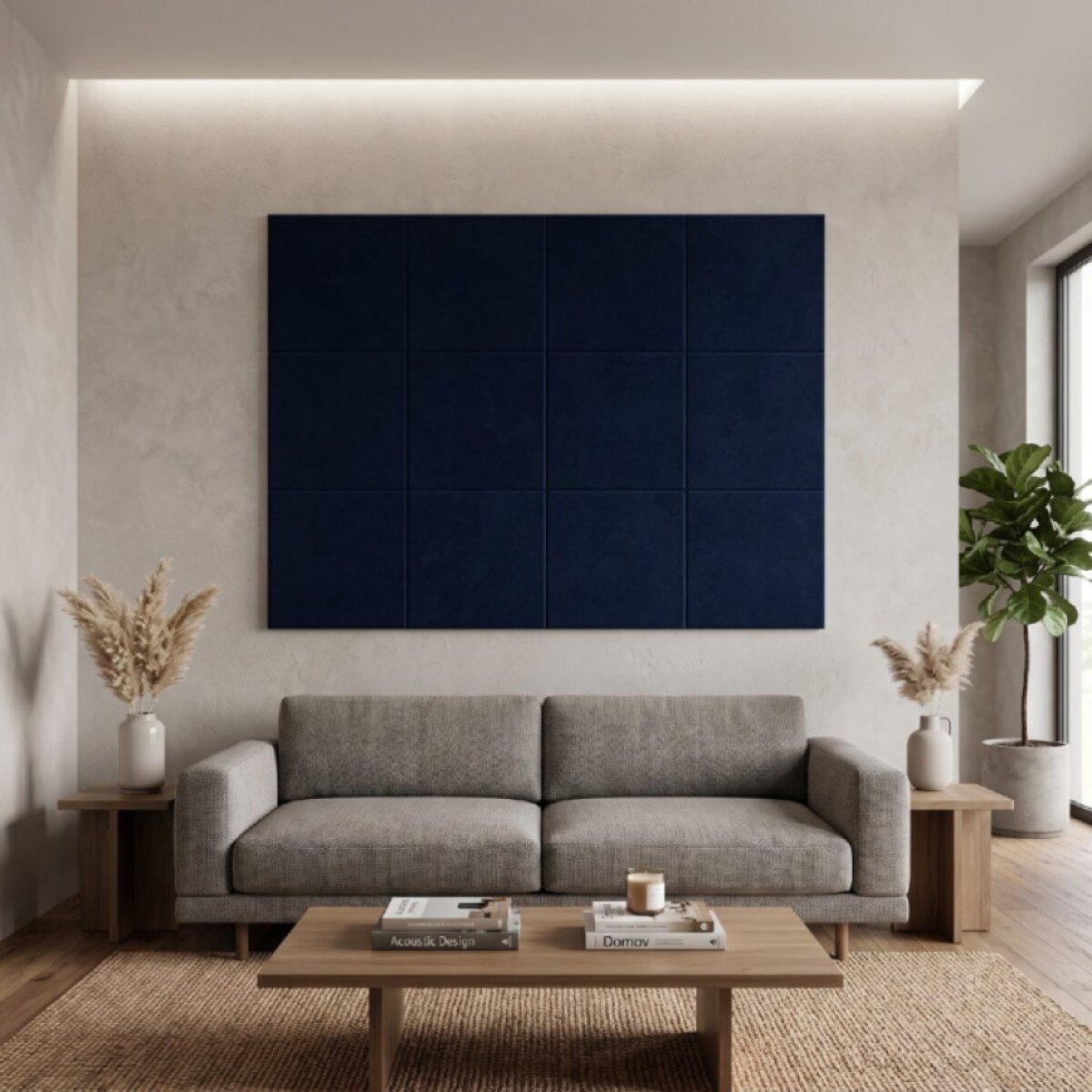 Čalouněný nástěnný panel různé rozměry tmavě modrá čtverec MyBestHome