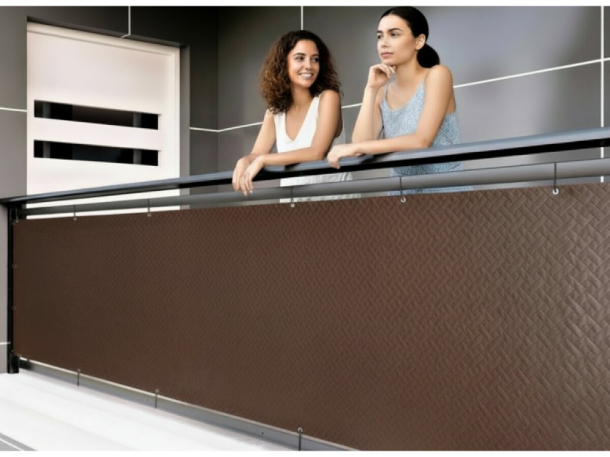 Balkonová zástěna PREMIUM výška 100 cm, šířka různé rozměry ratanový vzor hnědá, 240g/m2 MyBestHome