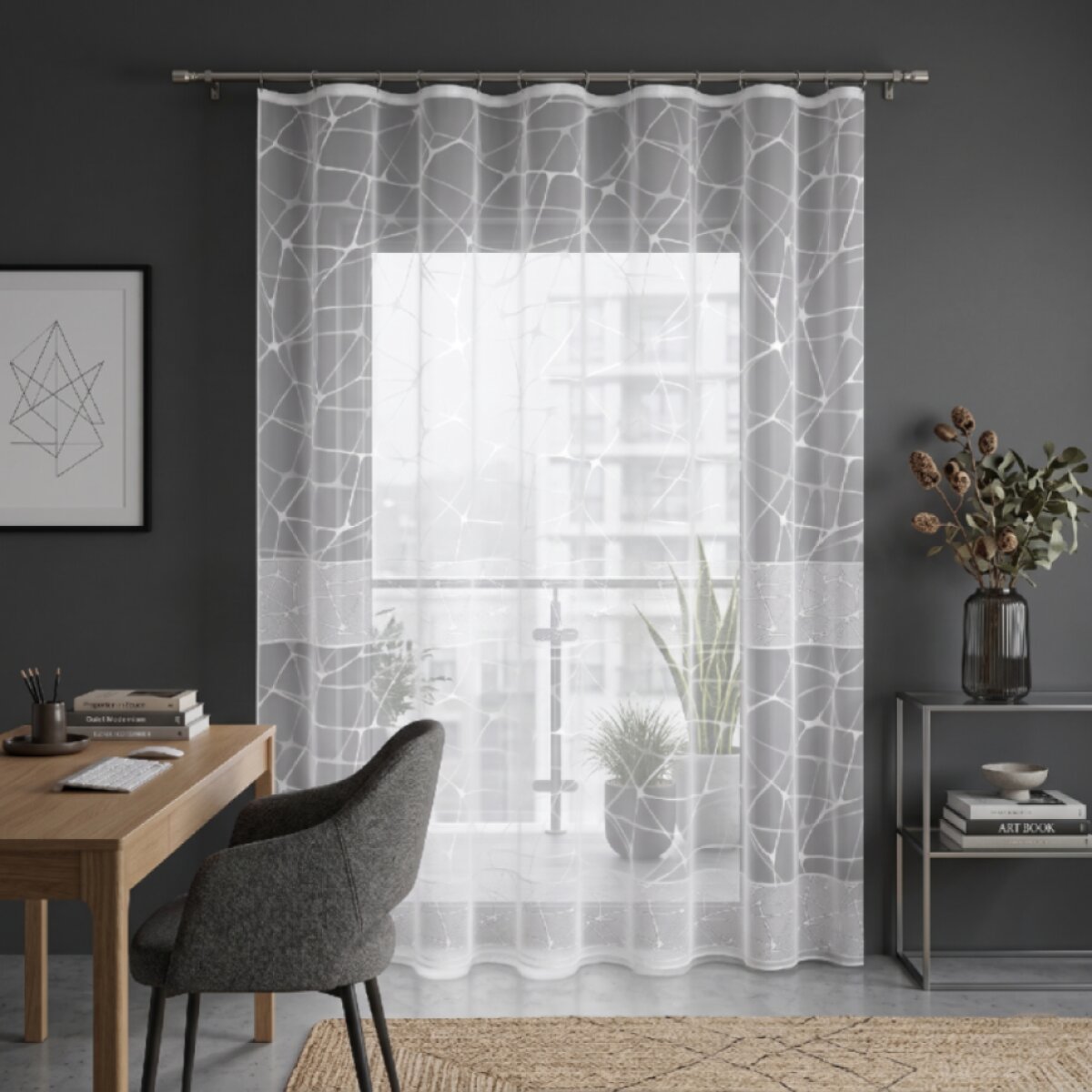 Dekorační žakárová záclona s řasící páskou VALDA 250 bílá 200x250 cm MyBestHome