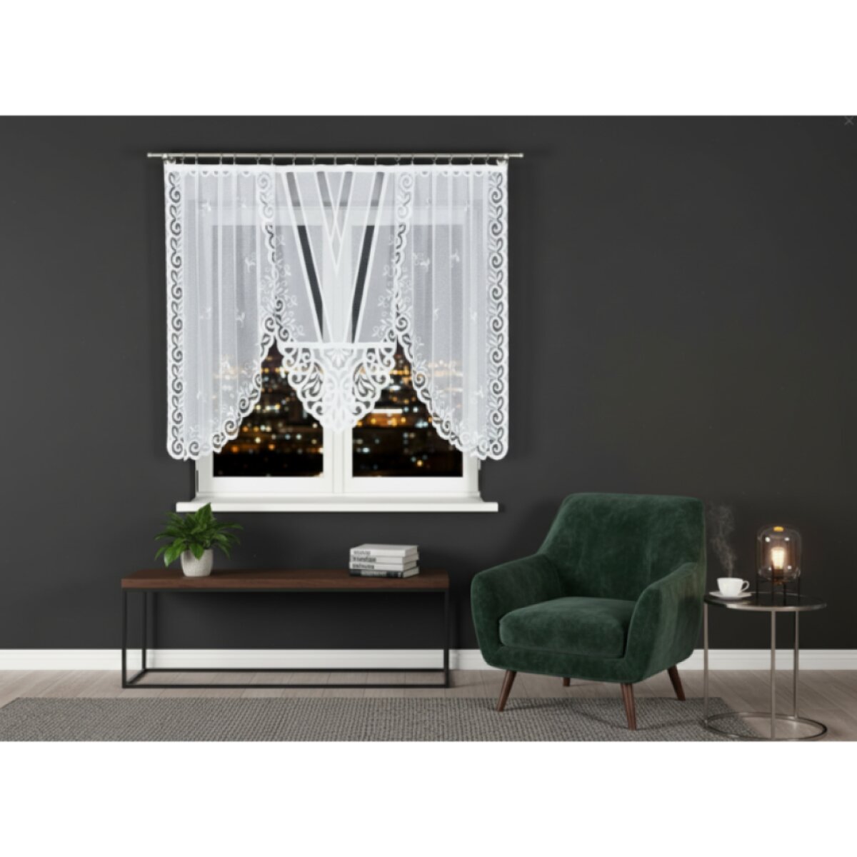 Dekorační oblouková krátká záclona na žabky ROZALIA 140 bílá 250x140 cm MyBestHome