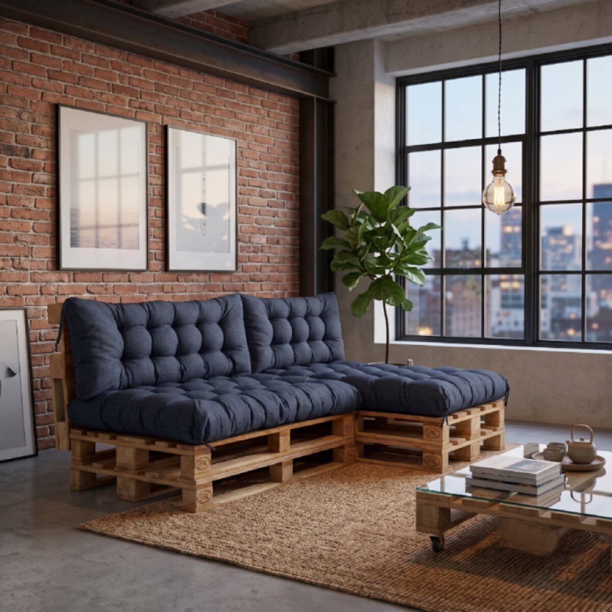 Interiérový polstr na palety LOFT 4A – tmavě modrá pro paletové sezení do obývacího pokoje Mybesthome