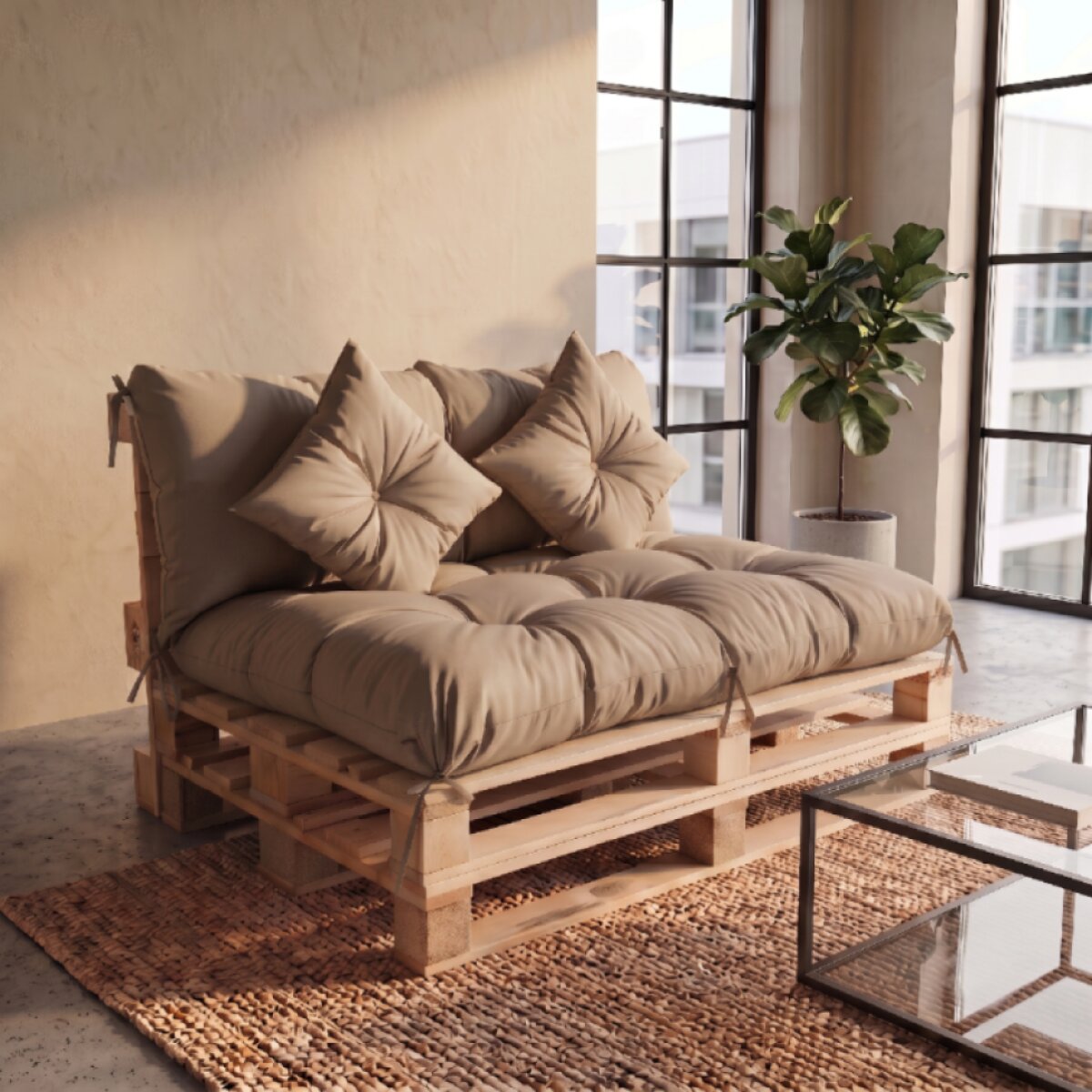 Interiérový polstr na palety LIVING 21 béžová – do obývacího pokoje MyBestHome