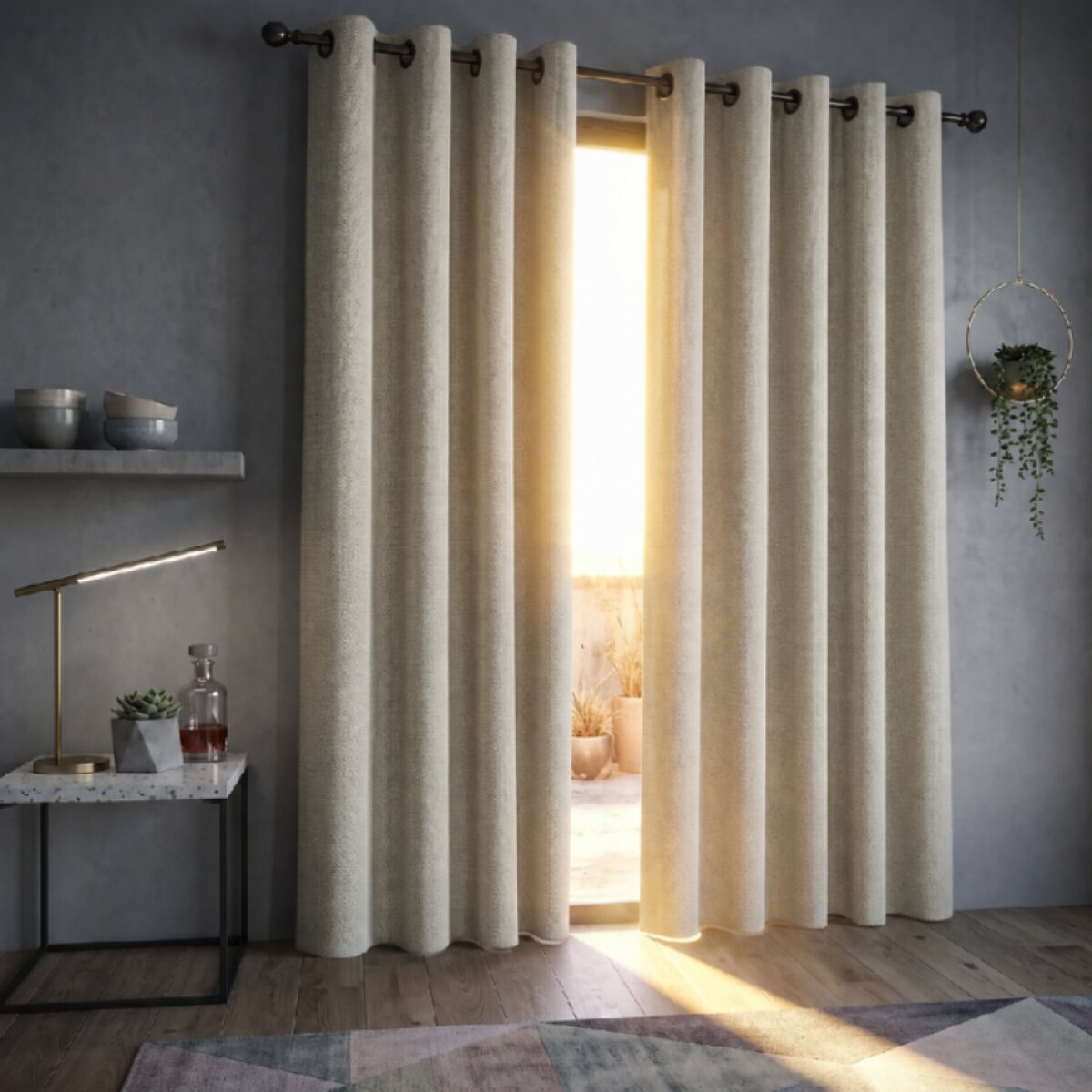 Termoizolační blackout závěs POLAIRE béžový 140×260 cm na kroužky