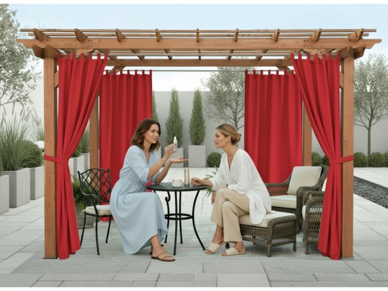 Venkovní zahradní závěs s poutky SANTIAGO color 10 červená, různé rozměry MyBestHome