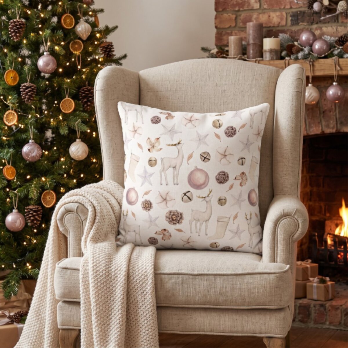 Vánoční povlak na polštář XMAS GIFT motiv B 40x40 cm