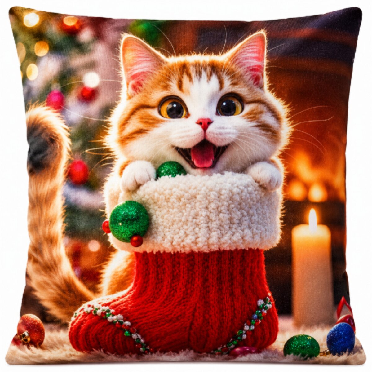 Vánoční povlak na polštář CHRISTMAS CAT I. 45x45 cm