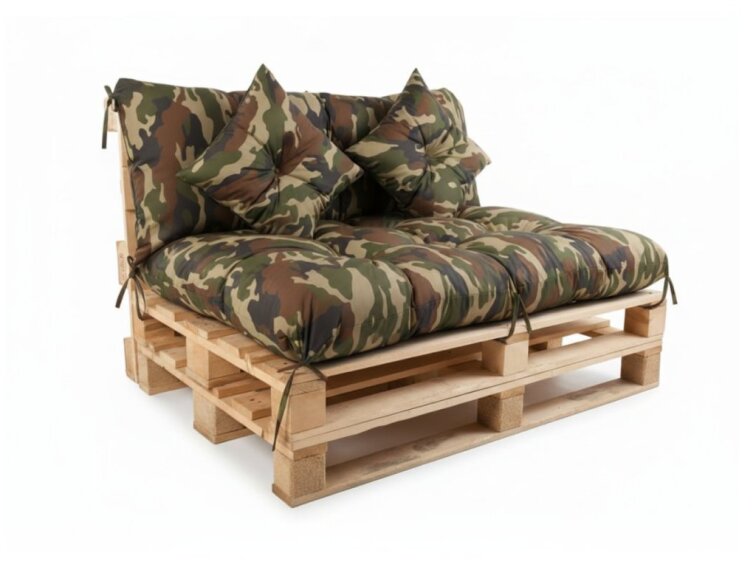 Polstr CARLOS color 98 khaki, sedák 120x80 cm, opěrka 120x40 cm, paletové prošívané sezení Mybesthome