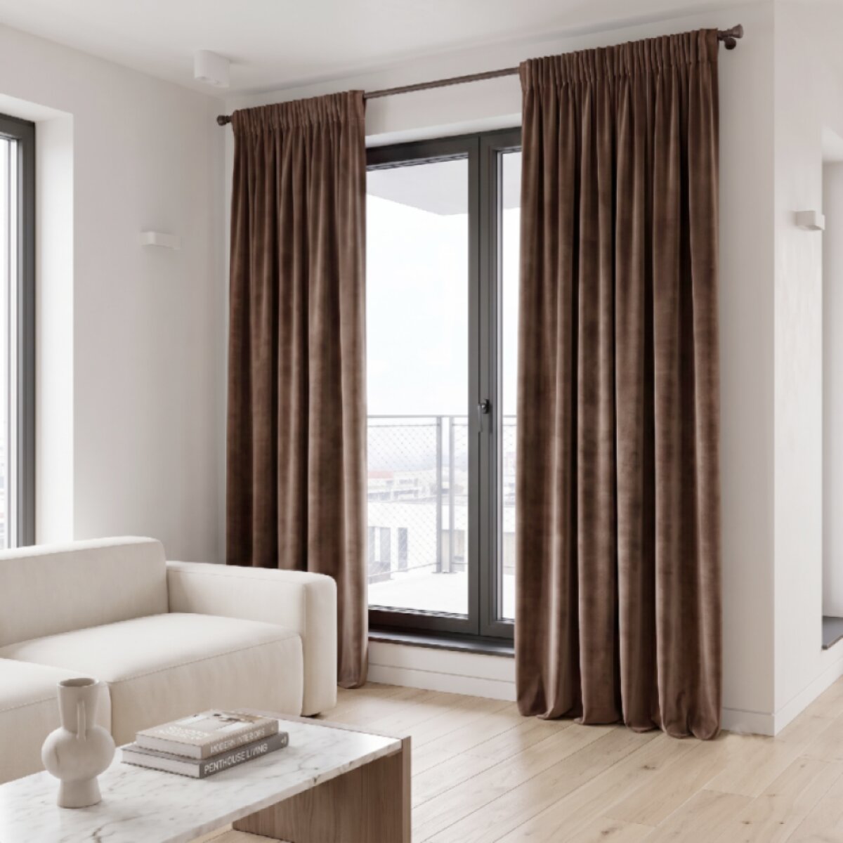 Dekorační závěs s řasící páskou VALMONT 140 cm x 250 nebo 260 cm color 002 hnědá (cena za 1 kus) MyBestHome