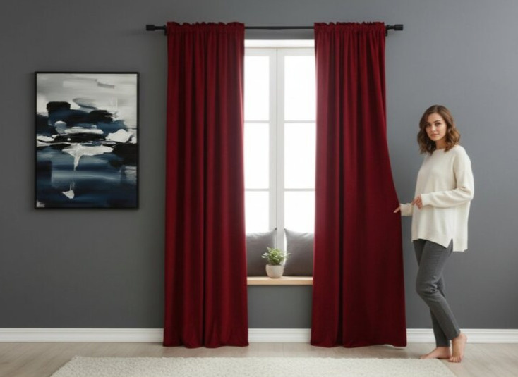 Zatemňovací závěs s řasící páskou "BLACKOUT" VIGO 135x250 cm, červená, (cena za 1 kus) MyBestHome