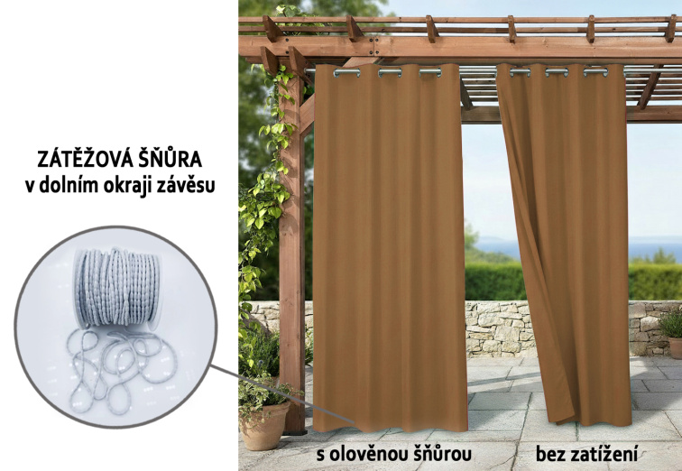 Venkovní zahradní závěs s kroužky MONTANA color 44 cappuccino, různé rozměry MyBestHome