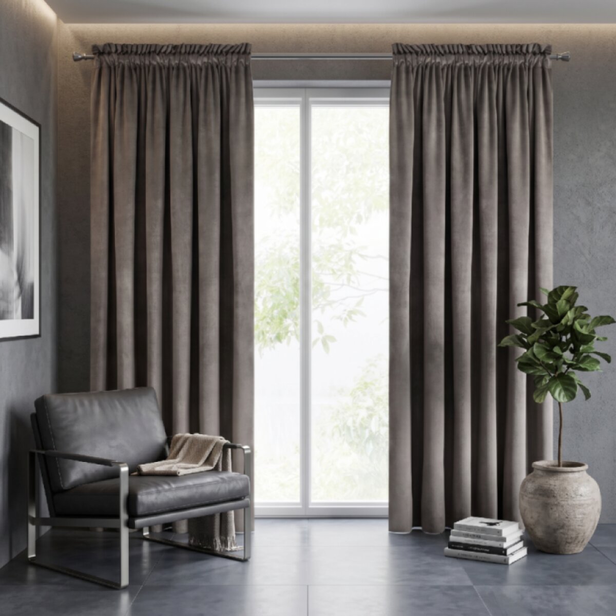 Dekorační závěs s řasící páskou PIERRE CARDIN 300 šedá 140x300 cm (cena za 1 kus) MyBestHome