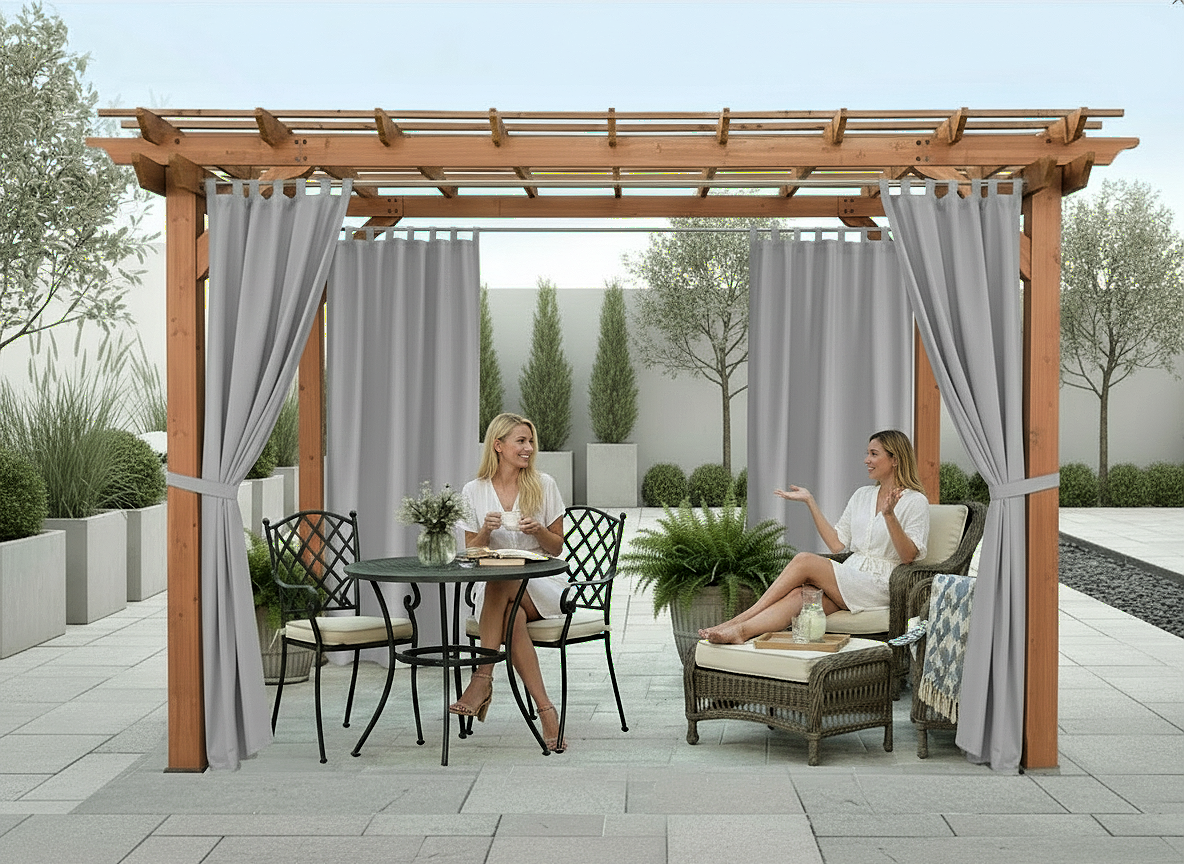 Venkovní zahradní závěs se zátěžovou šňůrou s poutky SANTIAGO color 03 světle šedá, 155x240 cm MyBestHome