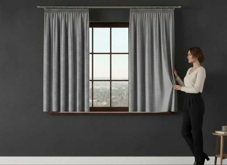 Dekorační krátký závěs s řasící páskou VALMI 140x160 cm color 006 tmavě šedá (cena za 1 kus) MyBestHome