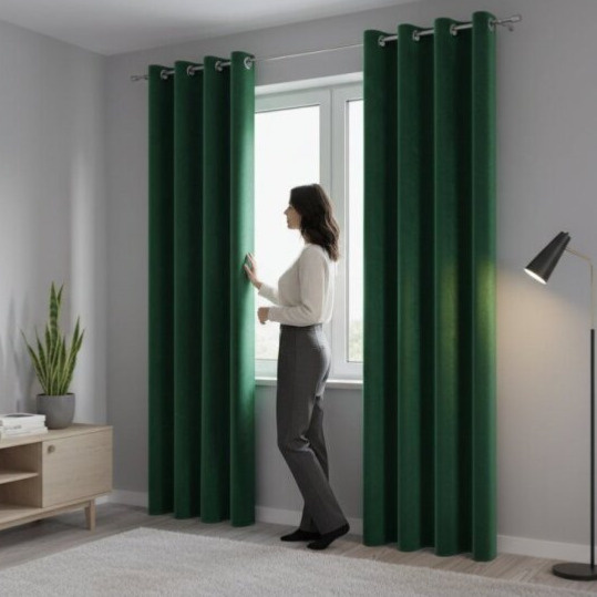 Dekorační velvet závěs s kroužky VALENTINO 010 zelená 140x250 cm (cena za 1 kus) MyBestHome