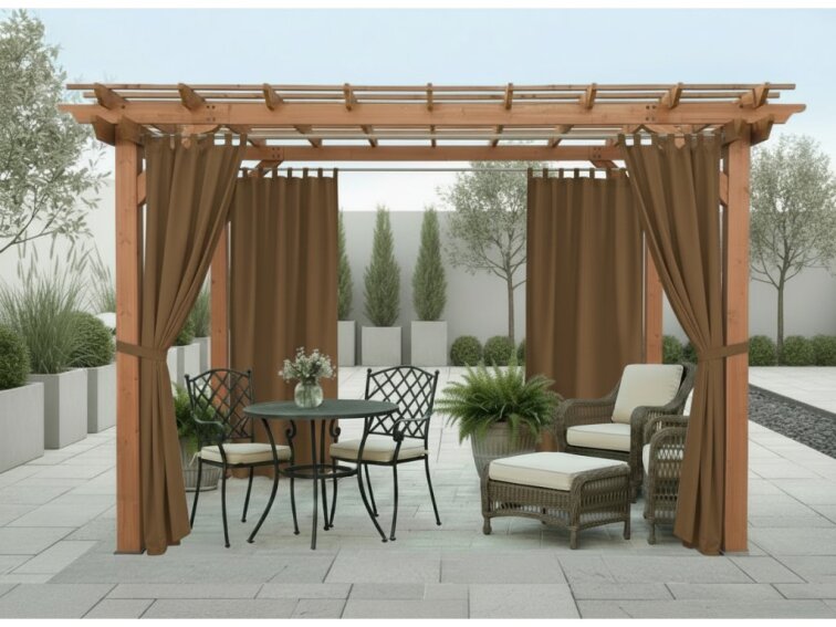 Venkovní zahradní závěs s poutky SANTIAGO color 44 cappuccino, různé rozměry MyBestHome