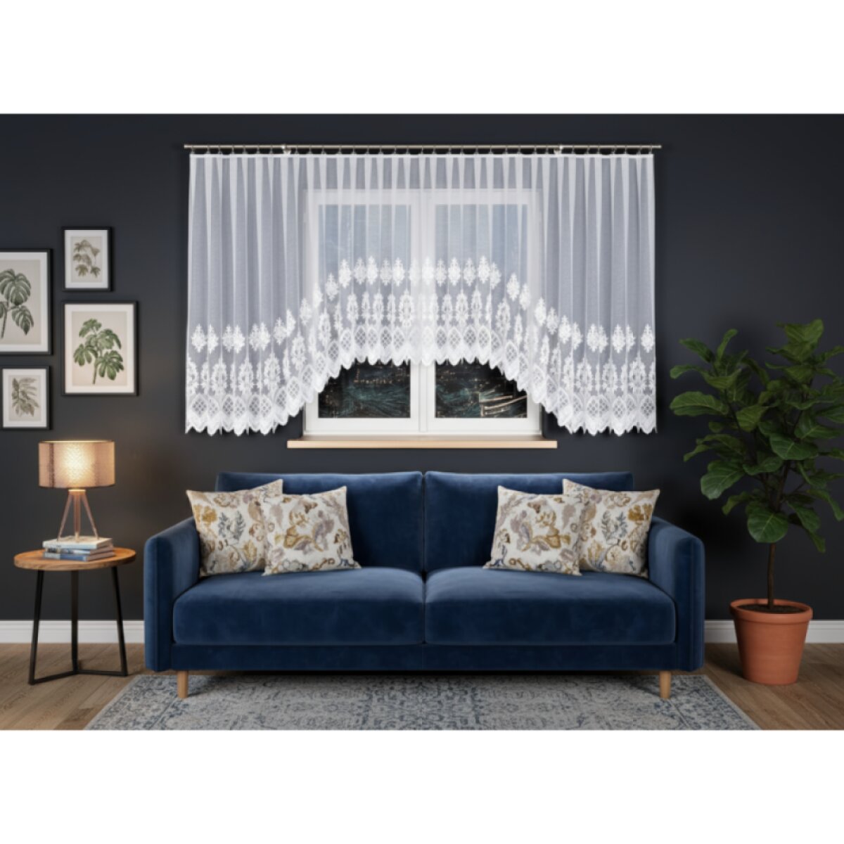 Dekorační krátká vzorovaná záclona na žabky LUDMILA 160 bílá 600x160 cm MyBestHome