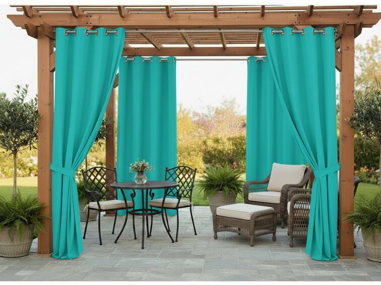 Venkovní zahradní závěs s kroužky MONTANA color 51 tyrkysová, různé rozměry MyBestHome