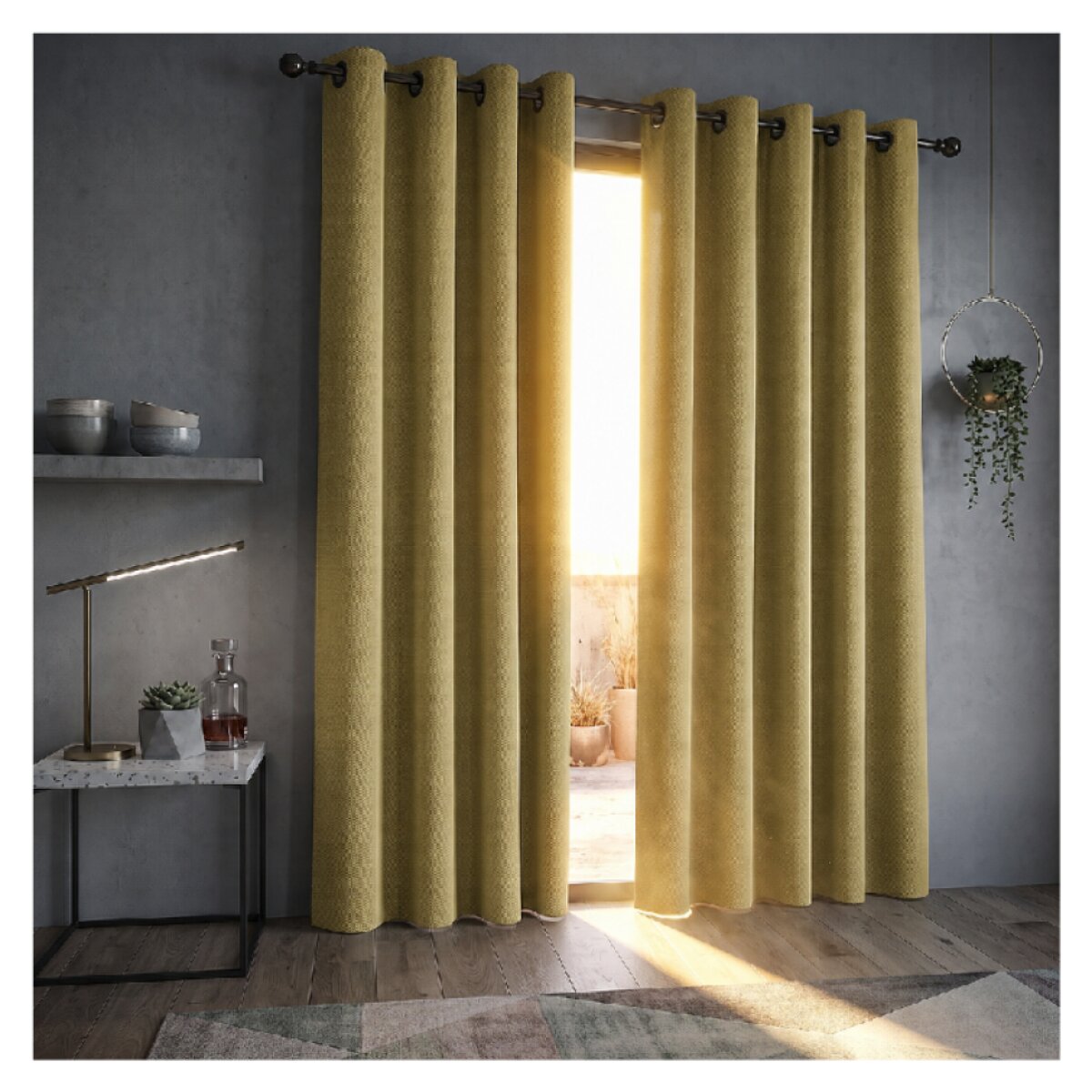 Termoizolační blackout závěs POLAIRE mustard/hořčicová 140×260 cm na kroužky