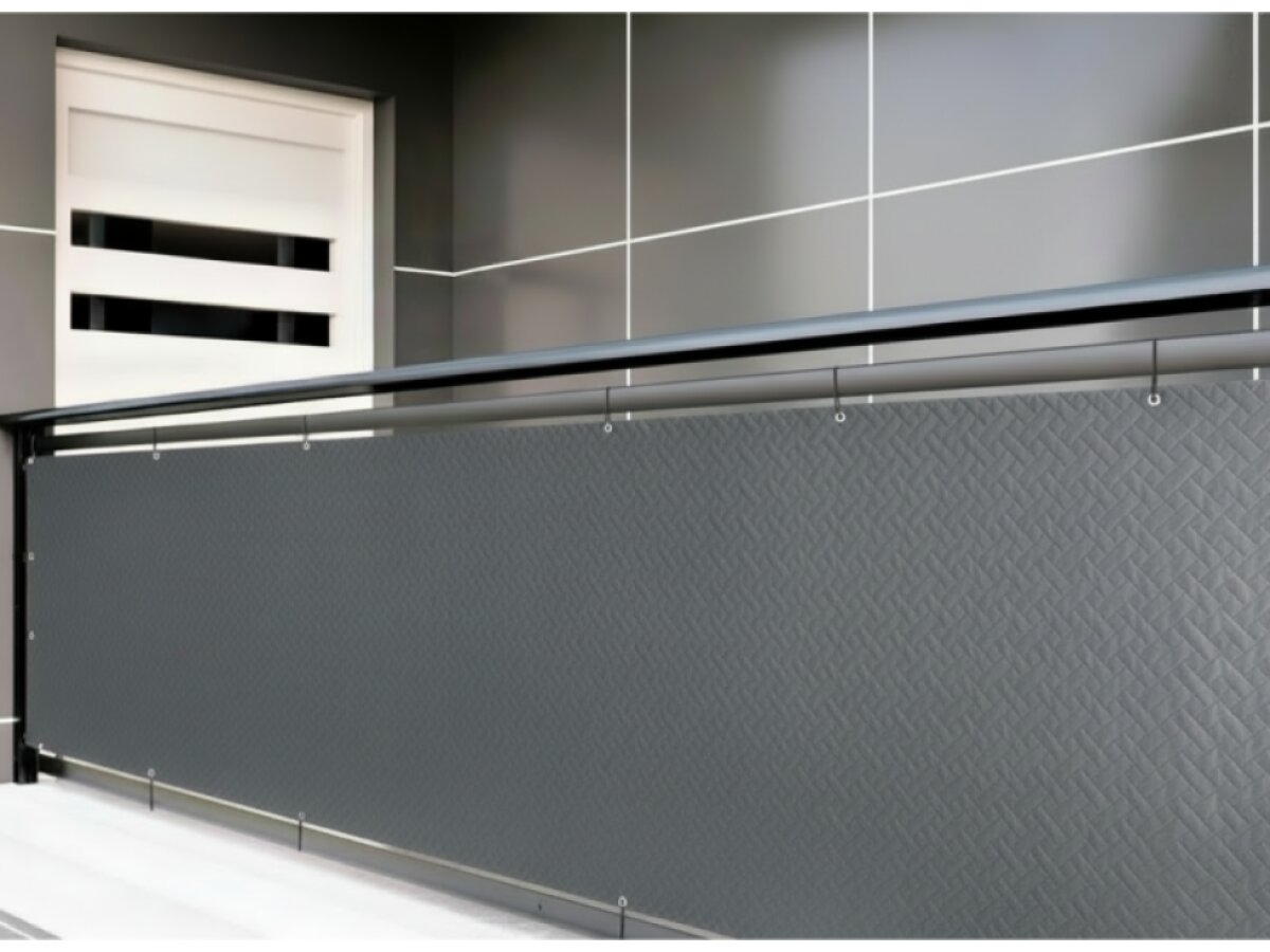 Balkonová zástěna PREMIUM výška 90 cm, šířka různé rozměry ratanový vzor grafitová, 240g/m2 MyBestHome