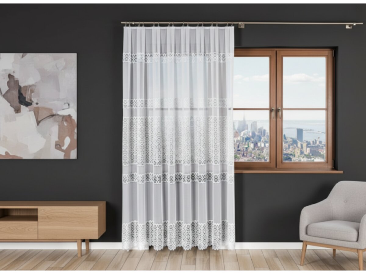 Dekorační žakárová záclona na žabky ADRIANNA LONG bílá 300x250 cm (cena za 1 kus dlouhé záclony) MyBestHome