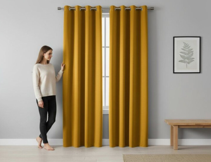 Zatemňovací závěs s kroužky "BLACKOUT" SIERRA 135x250 mustard/hořčicová (cena za 1 kus) Mybesthome