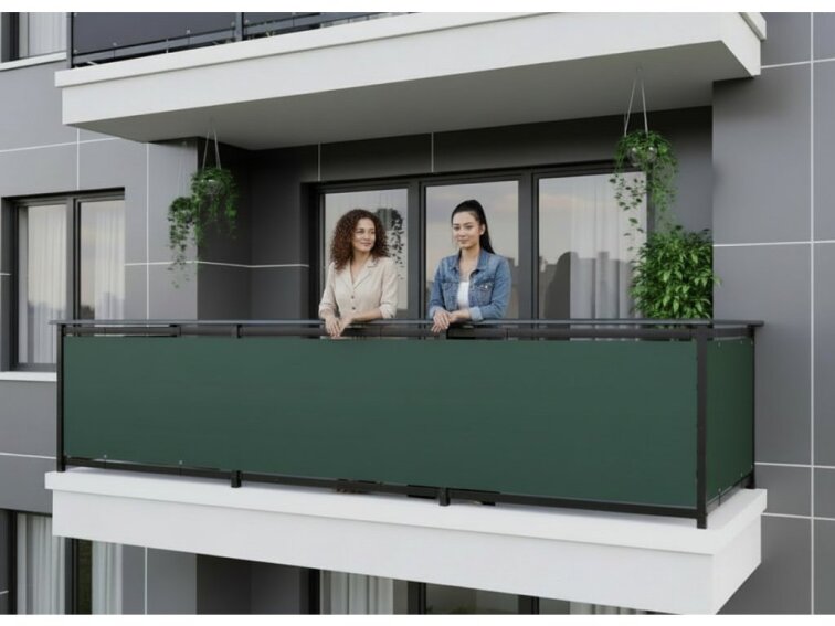 Balkonová zástěna OSLO zelená, výška 80 cm, šířka různé rozměry MyBestHome