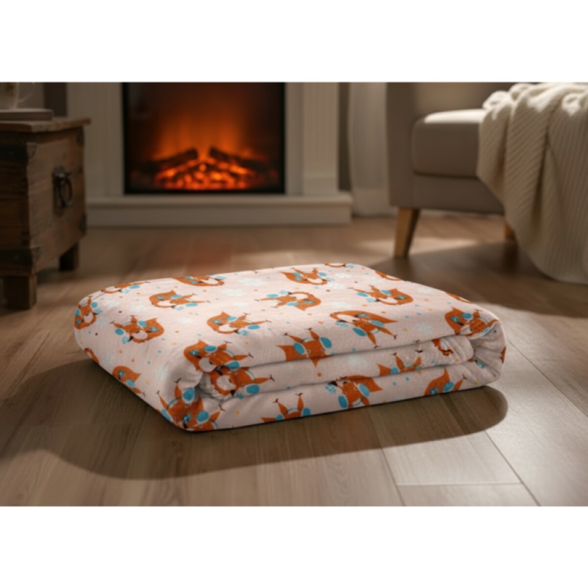 Vánoční deka z mikrovlákna X-MAS FRIENDS motiv veverka se sluchátky 150x200 cm