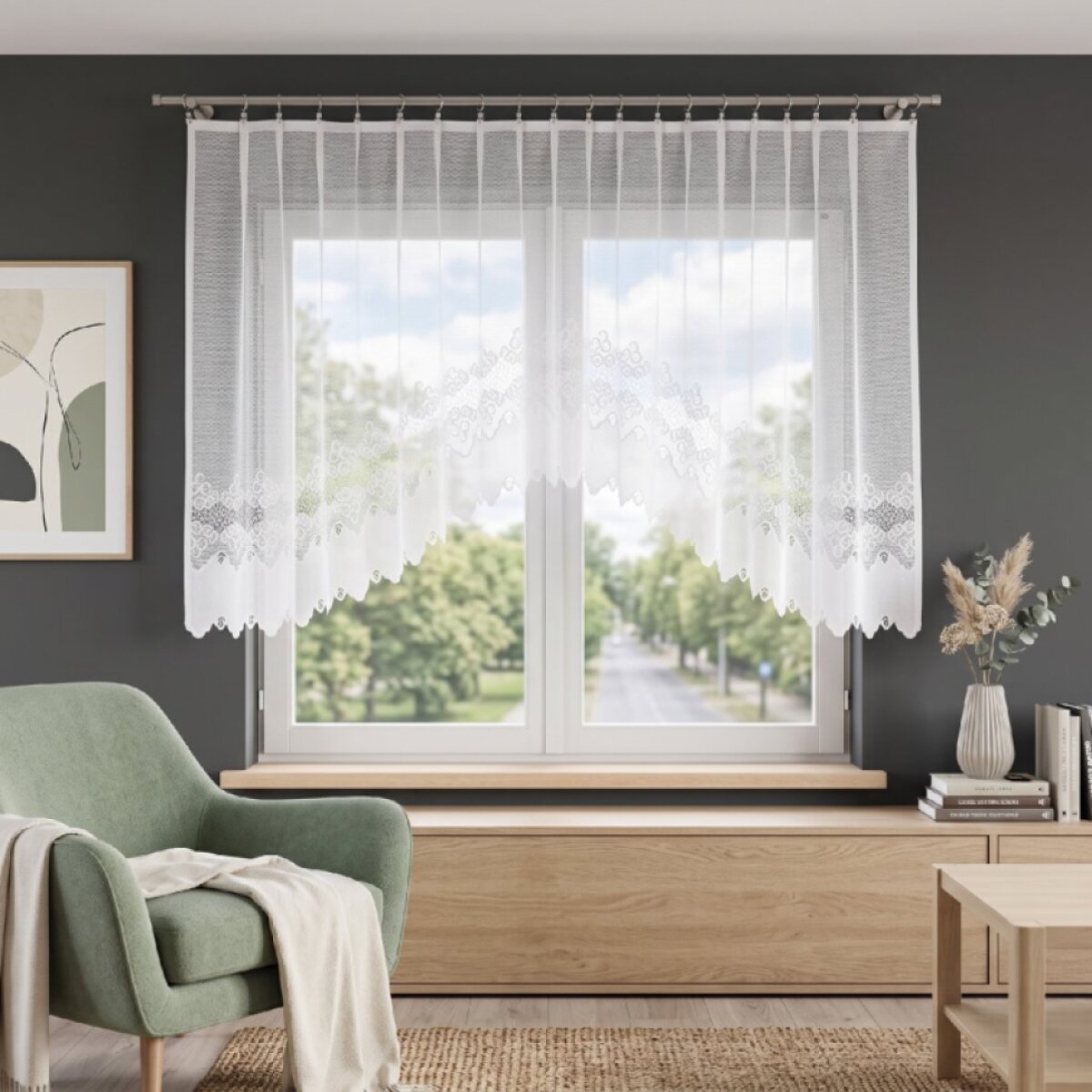 Dekorační oblouková krátká záclona na žabky MODESTA 120 bílá 250x120 cm MyBestHome