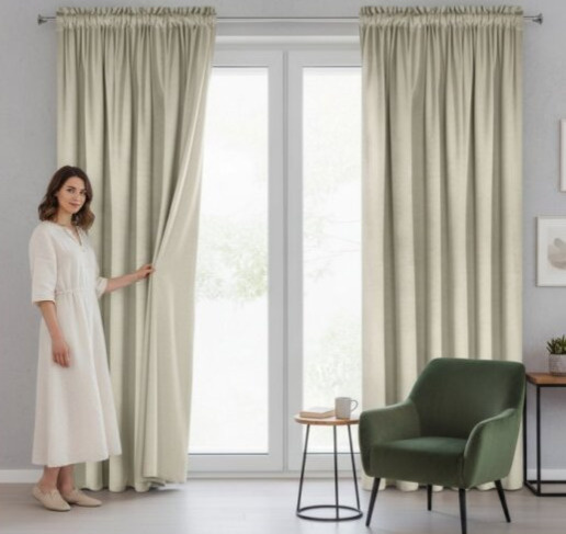 Dekorační VELVET závěs s řasící páskou ESTER 140x270 cm béžová (cena za 1 kus) MyBestHome