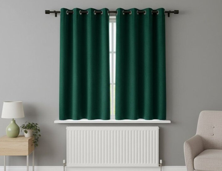 Zatemňovací krátký závěs s kroužky "BLACKOUT" NEW VITORIA 135x160 cm zelená (cena za 1 kus) Mybesthome