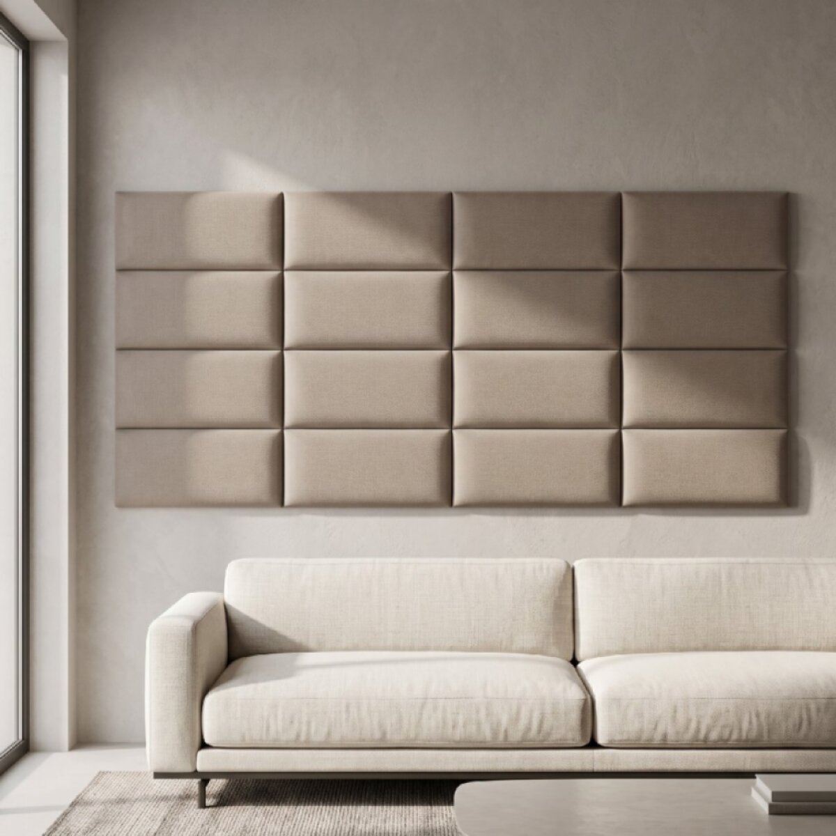 Čalouněný nástěnný panel různé rozměry x šířka 30 cm béžová obdélník MyBestHome