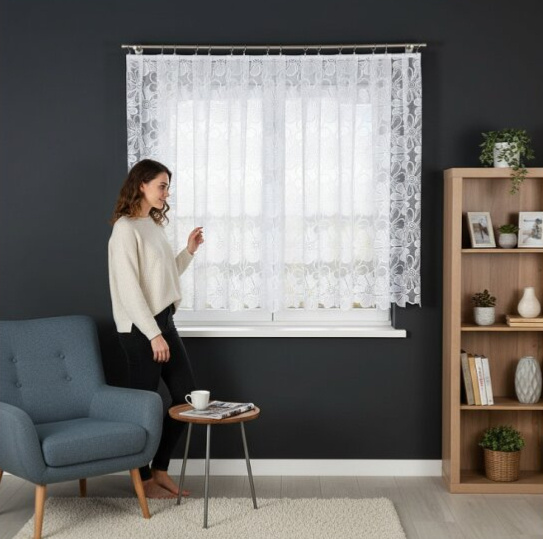 Dekorační krátká vzorovaná záclona na žabky PATRYCJA 160 bílá 300x160 cm MyBestHome